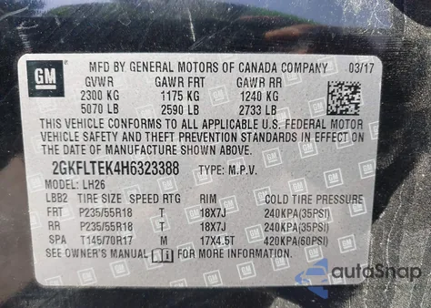 2017 GMC Terrain Sle-2 from USA, damaged, VIN 2GKFLTEK4H6323388